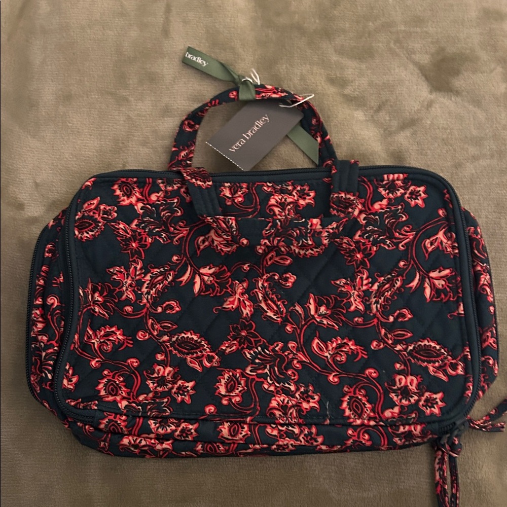 NWT Vera Bradley Black and Red Floral Cosmetic Bag